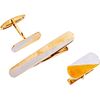 TIE CLIP AND CUFF LINKS SET.  14K YELLOW AND WHITE GOLD