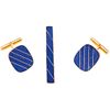 TIE CLIP AND CUFF LINKS SET WITH LAPIS LAZULI. 18K YELLOW GOLD