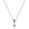 CHOKER AND PENDANT WITH SAPPHIRES AND CULTURED PEARL. 14K AND 18K WHITE GOLD 