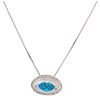 NECKLACE AND PENDANT WITH TOPAZ, MOTHER OF PEARL AND DIAMONDS. 14K AND 18K WHITE GOLD 