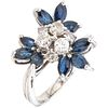 SAPPHIRES AND DIAMONDS RING. 18K WHITE GOLD