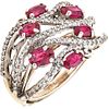 RUBIES AND DIAMONDS RING. 14K WHITE GOLD