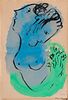 Marc Chagall (Vitebsk 1887-Saint-Paul de Vence 1985)  - Doppio profilo su fondo blu e verde, 1950