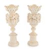 A Pair of Italian Carved Alabaster Urns Height 24 inches.