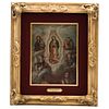 Attributed to Miguel Cabrera (Mexico, 1695 - 1798). Virgin of Guadalupe. Oil on wood. 10.4 x 7.8" (26.5 X 20 cm).