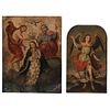 Holy Trinity with Immaculate Virgin and the Archangel Gabriel. Mexico, 18th-19th century. Oil on copper plaque.