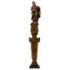 St John Evangelist. Mexico, 18th century. Gilded and polychrome wood carving. Talla: 65 cm de altura. Column: 50.7" (129 cm) tall.