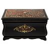 Cigar Box. 19th century. Carved wood with floral decoration in tortoiseshell and metal. 10.6 x 5.9 x 5.6" (27 x 15.2 x 14.2 cm)