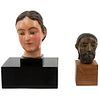 Pair of Saint's Heads. Mexico, 19th century. Carved and embodied wood.