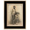 José María Velasco (México, 1840 - 1912). Male Nude. Charcoal on paper. Signed. 21.2 x 14.5" (54 x 37 cm)