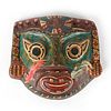TRIBAL HAND PAINTED MASK, FEATHERS ATTACHED