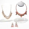 MOROCCAN JEWELRY, 2 NECKLACES, 1 PAIR EARRINGS