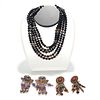 VINTAGE BEADED 5 LAYER NECKLACE, 2 PAIRS EARRINGS