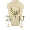 VINTAGE STYLE NECKLACE AND THREE PAIRS OF EARRINGS