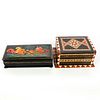 GROUP OF 2 DECORATIVE WOODEN JEWELRY TRINKET BOXES