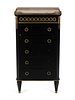  A Louis XVI Style Gilt Bronze Mounted Ebonized Marble Top Cabinet
Height 40 x width 21 1/4 x depth 15 inches.