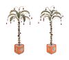 A Pair of Tole Peint Palm Trees Hung with Clear and Amethyst Drops
Height 30 1/2 inches.