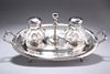 A VICTORIAN SILVER INKSTAND WITH TAPER STICK 
 by 