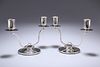 A PAIR OF GEORGE VI SILVER TWO-LIGHT CANDELABRA
 B