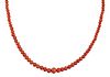 A CORAL NECKLACE
 The single strand of 3.7mm - 7.4
