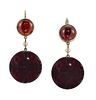 A PAIR OF GARNET AND SEED PEARL PENDENT EARRINGS
 