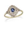 A SAPPHIRE AND DIAMOND RING
 The collet-set sapphi