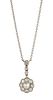 A CULTURED PEARL AND DIAMOND PENDANT NECKLACE
 The