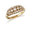 A HALF PEARL AND DIAMOND RING
 Centred by a row of