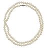 A CULTURED PEARL NECKLACE WITH A DIAMOND-SET CLASP