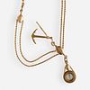 Tiffany & Co., Gold nautical watch chain and fob necklace