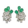18k Gold Diamond Emerald Cluster Earrings