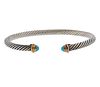 David Yurman Silver 18k Gold Turquoise Cable Bracelet