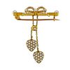 Antique Victorian Gold Pearl Bow Heart Brooch Pin