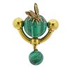Antique Victorian 14k Gold Malachite Ball Insect Brooch Pin