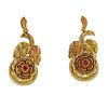 Antique Victorian 14k Gold Ruby Flower Earrings