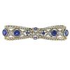 Art Deco Platinum Diamond Sapphire Pearl Bow Brooch Pin
