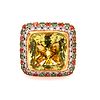 18k Gold Emerald Topaz Citrine Diamonds Ring
