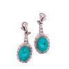 Palladium Turquoise Diamonds Earrings 