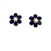 14k Sapphire Diamonds Flower Earrings