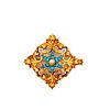 Victorian 15k Gold Turquoise Diamond Brooch