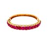 Art Nouveau 18k Gold Rubies Bangle Bracelet