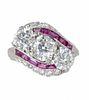 Art Deco 2.80ct Diamond And 1.98ct Ruby Ring