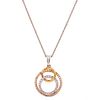 Diamond Circle Tri-Color Gold Pendant Necklace