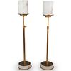 Pair of Restoration Hardware Marble and Metal Table Lamps