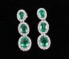 Luxury 4.88 cts. Emerald & Diamond 14K Earrings