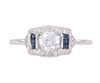 1930's Style Diamond & Sapphire Platinum Ring