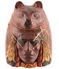 Carved Wooden Indian and Bear Headdress