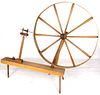 Circa 1788 Hand Hewn & Carved Wood Spinning Wheel