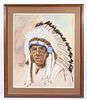 Earl Old Person Chief Pastel Painting By H. Wright