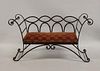 Antique Hand Wrought Iron Bench With Gilt Metal